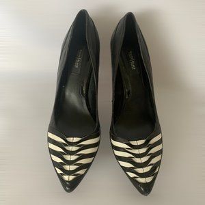 White House Black Market Pointed Toe Striped Pumps, Size 7 1/2